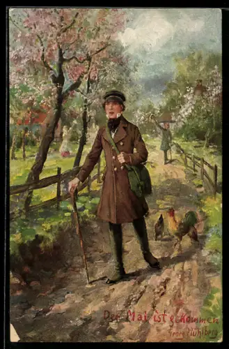 Künstler-AK Georg Mühlberg: Der Mai ist gekommen..., Wandervogel