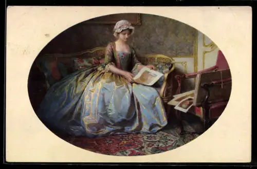 Künstler-AK Meissner & Buch (M&B) Nr. 2528: Mädchen schaut sich Bilder an