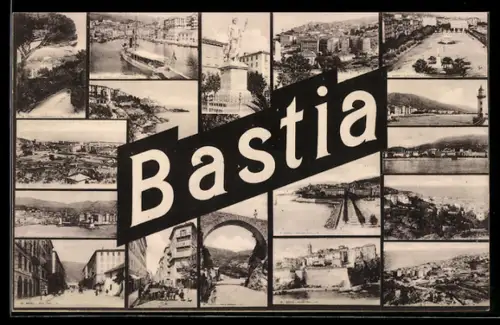 AK Bastia, Collage de vues diverses de la ville et du port