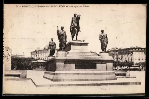 AK Ajaccio, Statue de Napoléon et ses quatre frères