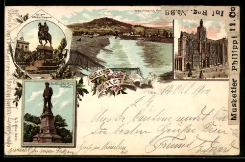 AK Metz, Prinz Friedrich-Karl-Denkmal, Kaiser Wilhelm I.-Denkmal, Kathedrale