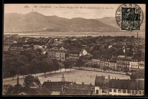 AK Colmar, La Place Rapp vue de la Cathédrale St-Martin