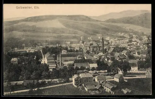 AK Gebweiler i. E., Vue panoramique de la ville et des collines environnantes