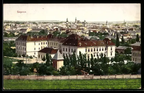 AK Sopron-Ödenburg, Látkép, Ansicht des Ortes aus der Vogelschau