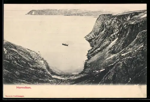 AK Hornviken, Schiff in der Bucht