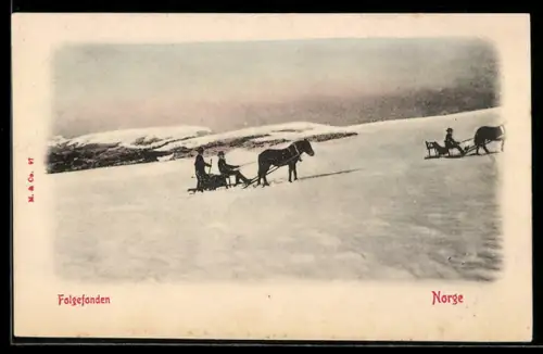 AK Folgefonden, Pferdeschlitten im Schnee