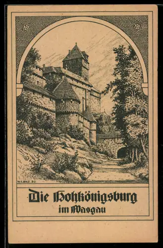 AK Wasgau, Die Hohkönigsburg vom Weg aus