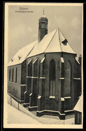 AK Zabern, Franziskanerkirche im Winter