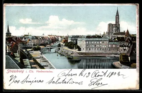 AK Strassburg i. Els., Fischerstaden mit Kirche