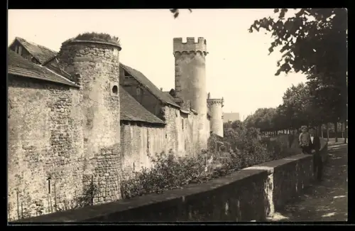 AK Obernai, Strassenpartie mit Burg