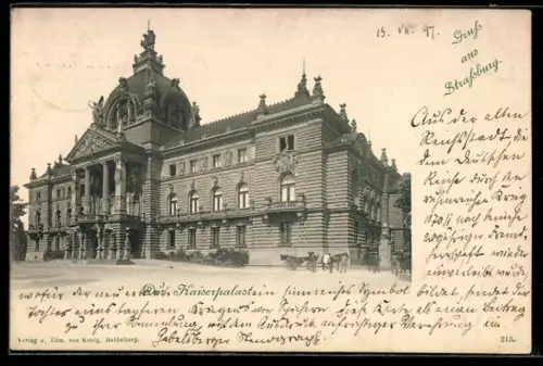 AK Strassburg, Kaiserpalast mit Strassenpartie