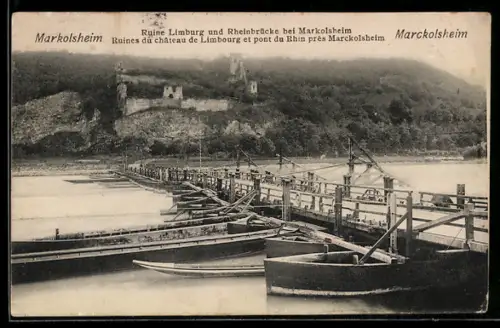AK Markolsheim, Ruine Limburg und Rheinbrücke