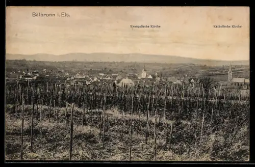 AK Balbronn, Gesamtansicht, Kath. u. Evangelische Kirchen