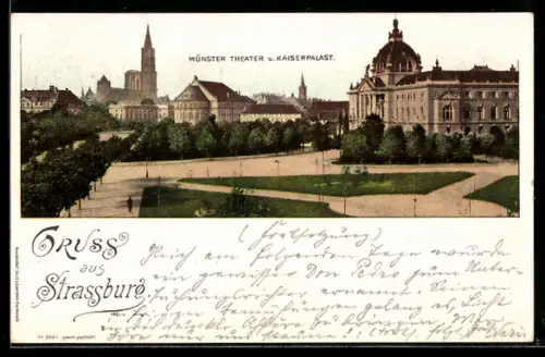 AK Strassburg, Münster-Theater und Kaiserpalast