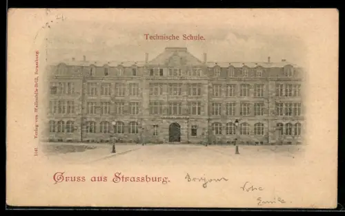 AK Strassburg, Technische Schule mit Strassenpartie