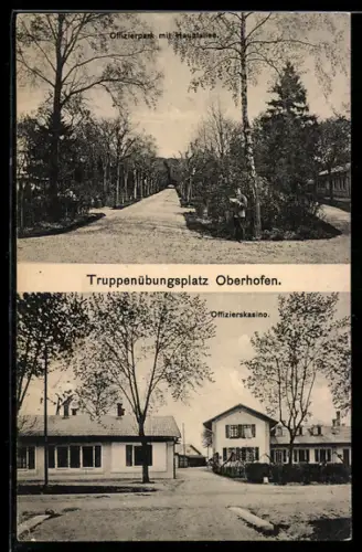 AK Oberhofen, Offizierpark mit Hauptallee, Offizierkasino