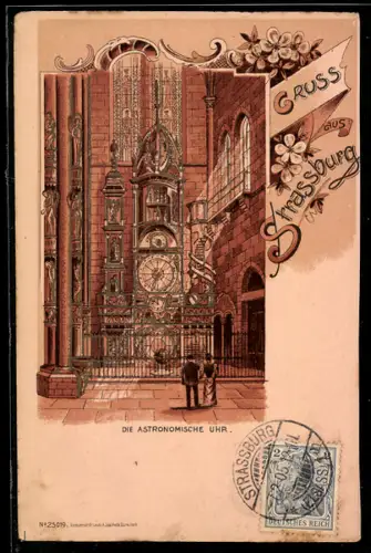 Lithographie Strassburg, Astronomische Uhr