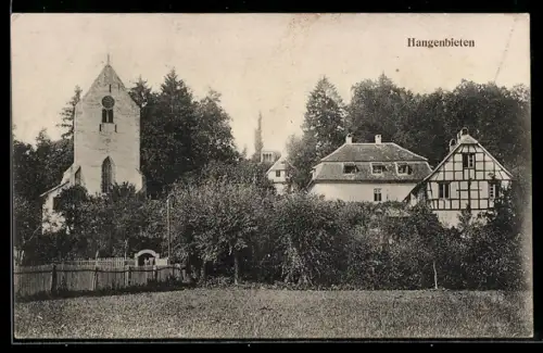 AK Hangenbieten, Ortspartie mit Kirche