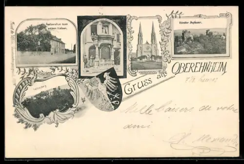 AK Oberehnheim, Restaurant zum weissen Hahnen, Odilienberg, Sechs-Eimer-Brunnen