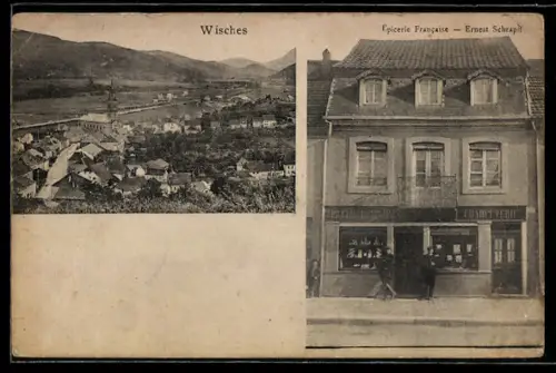AK Wisches, Vue du village et Épicerie Francaise, Ernest Schrapff