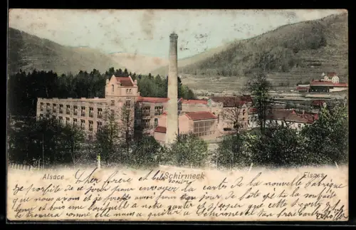 AK Schirmeck, Vue de la fabrique dans la vallée alsacienne
