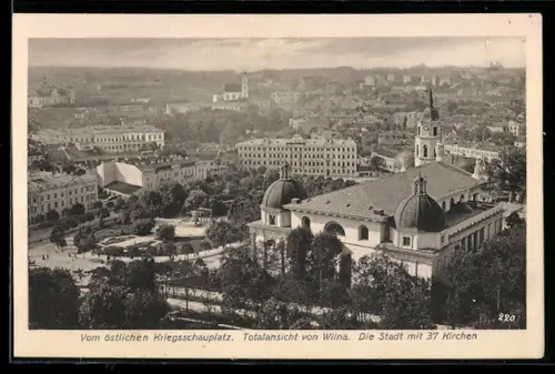 AK Wilna, Totalansicht über die Stadt mit 37 Kirchen