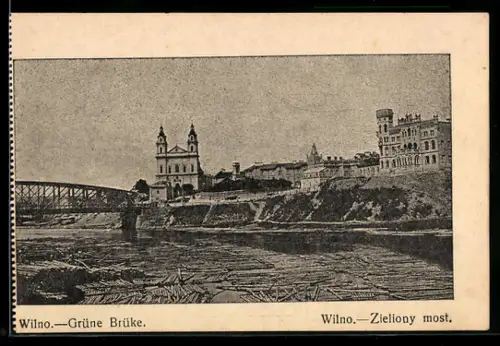 AK Wilno, Grüne Brücke, Panorama
