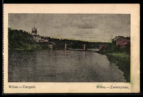 AK Wilno, Tierpark, Panorama mit Brücke