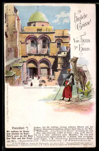AK Jerusalem, Grabeskirche, Mann mit Kamel