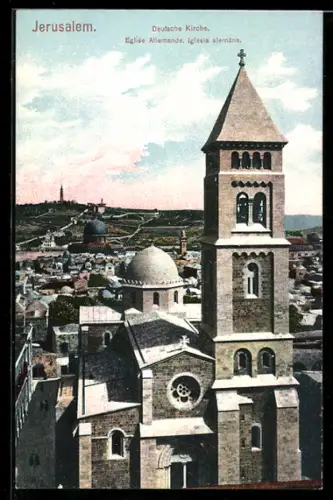 AK Jerusalem, Teilansicht mit Deutscher Kirche