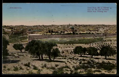 AK Jerusalem, Stadtansicht vom Ölberg aus