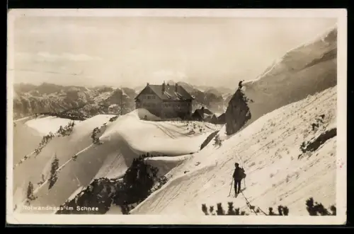 AK Rotwandhaus /Schliersee, Berghütte im Schnee