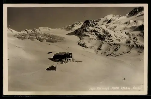 AK Vernagt-Hütte /Ötztal, Panorama im Schnee