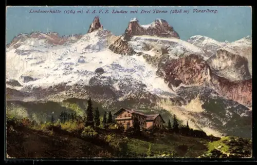 AK Lindauerhütte, Berghütte des A.V.S. Lindau mit den Drei Türmen