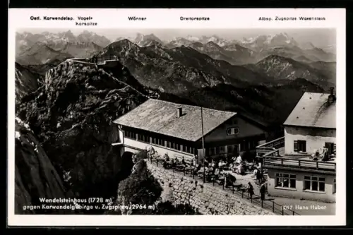 AK Wendelsteinhaus, Blick gegen Karwendelgebirge und Zugspitze