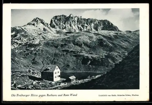 AK Freiburger Hütte, Blick gegen Rothorn und Rote Wand