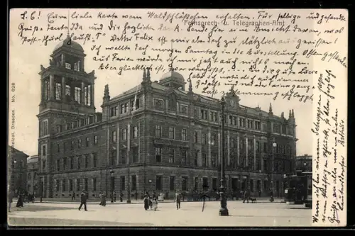 AK Dresden, Fernsprech- und Telegraphen-Amt am Postplatz 1