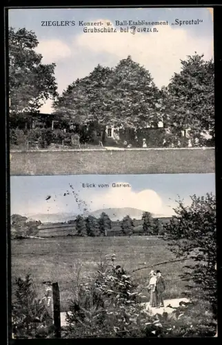 AK Bautzen, Ziegler`s Konzert und Ball-Gasthaus, Blick vom Garten