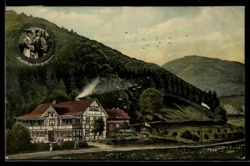 AK Bad Lauterberg, Gasthof Hubertusklause v. Michl Häpp mit Bergblick