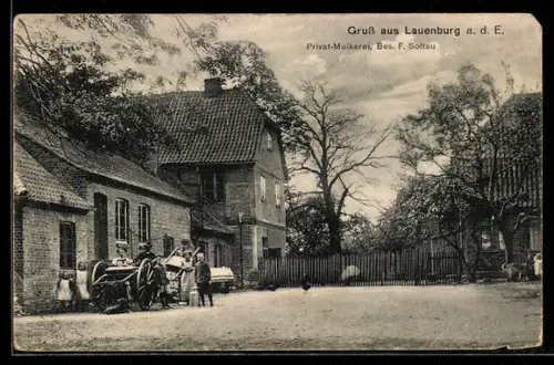 AK Lauenburg a. d. E., Privat-Molkerei F. Soltau
