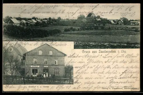 AK Sandesneben, Gasthof von J. Harms, Teilansicht