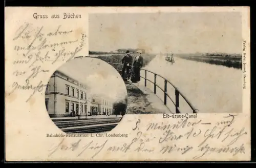 AK Büchen, Bahnhofs-Restaurant L. Chr. Londenberg, Elb-Trave-Canal