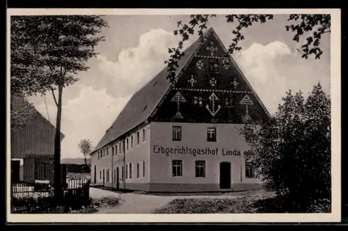 AK Linda über Freiberg, Erbgerichtsgasthof Linda Karl Fischer