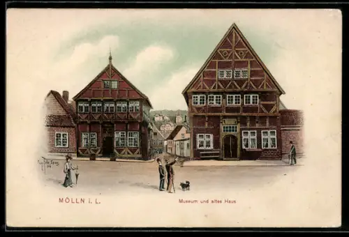 Künstler-AK Eugen Felle: Mölln i. L., Museum und Altes Haus