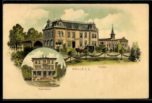 Künstler-AK Eugen Felle: Mölln i. L., Kurhaus und Dependance-Gebäude