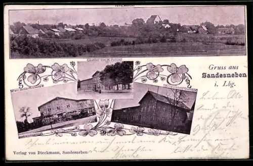 AK Sandesneben i. Lbg., Gasthof von H. Peters, Totalansicht des Ortes