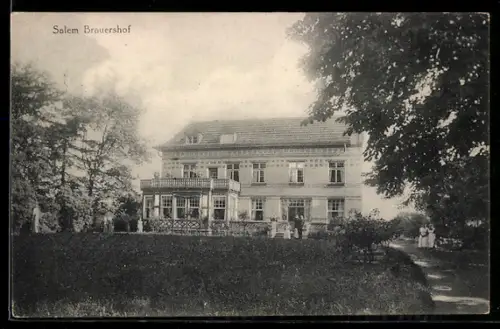 AK Salem, Gasthauf Brauershof mit Gartenanlage