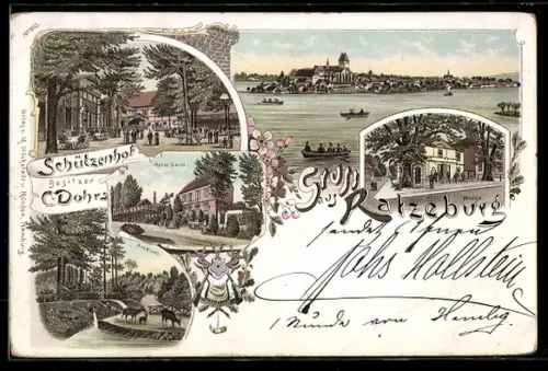 Lithographie Ratzeburg, Schützenhof, Hotel-Garni, Wache