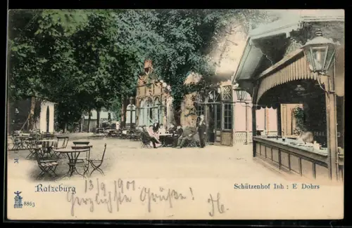 AK Ratzeburg, Schützenhof, Inh.: E. Dohrs, Ansicht mit Garten