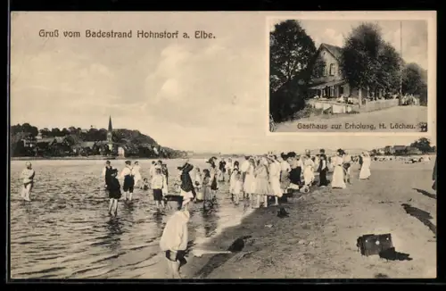 AK Hohnstorf a. Elbe, Strandpartie und Gasthaus zur Erholung, Inh. H. Lüchau